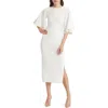 Ted Baker Lounia Fluted Sleeve Bodycon Midi Dress In White