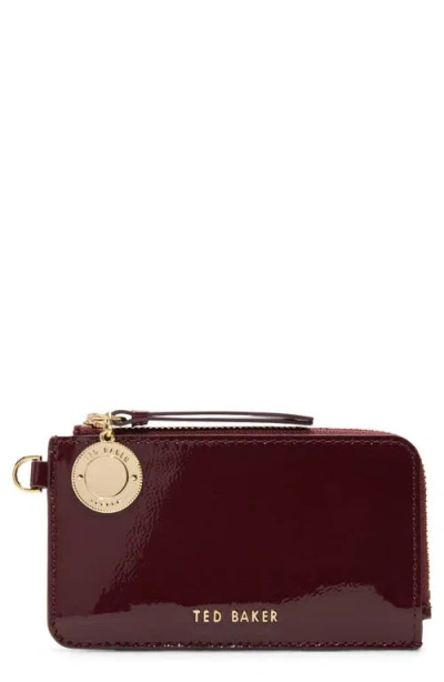 Ted Baker London Lulu Leather Zip Card Case In Burgundy