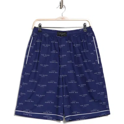Ted Baker London Luxe Cotton Poplin Pajama Shorts In Bridge Linear Logo