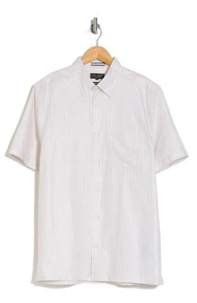Ted Baker London Lytham Regular Fit Stripe Short Sleeve Cotton Button-up Shirt In Stone