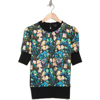 Ted Baker London Magnolia Puff Sleeve Top In Black