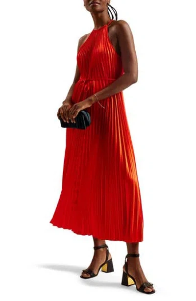 open lace back dress Shop Adanie Floral Tie Neck Pleated Maxi Dress Multicol for Women Online
