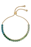 Ted Baker London Melrah Ombré Crystal Slider Bracelet In Gold Tone/green Ombre