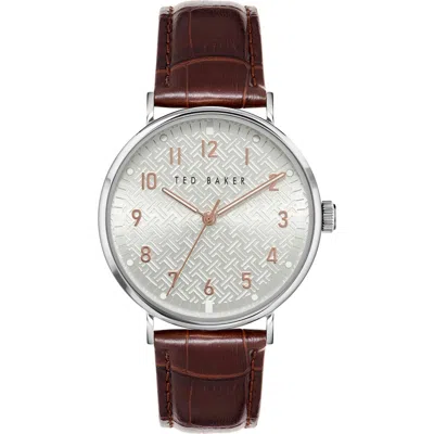 Ted Baker London Mimosaa Leather Strap Watch, 41mm In Brown
