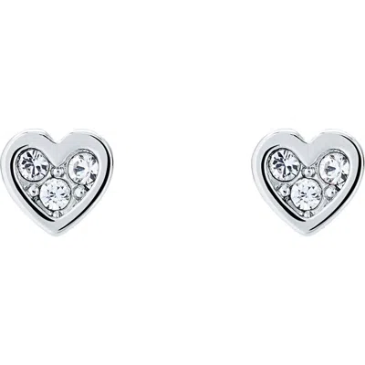 Ted Baker London Neena Nano Heart Stud Earrings In Silver Tone Clear Crystal