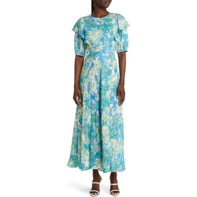 Ted Baker London Nicciey Floral Puff Sleeve Dress In Blue