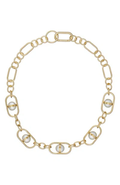 Ted Baker London Perriet Imitation Pearl Chain Statement Necklace In Gold Tone/pearl