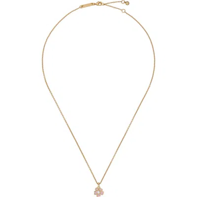Ted Baker London Petiies Flower Pendant Necklace In Gold Tone Light Pink Pearl