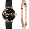 Ted Baker London Phylipa Leather Strap Watch & Bangle Bracelet Set, 34mm In Rose Gold/black/black