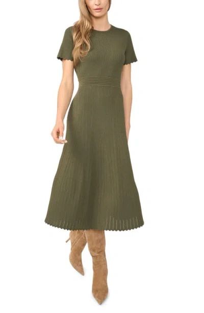 Ted Baker London Pointelle Short Sleeve Midi Dress In Green