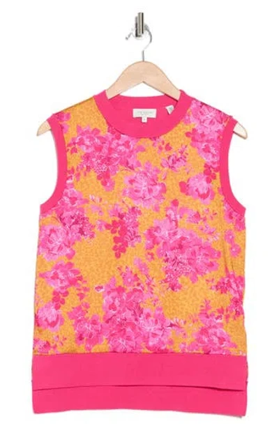 Ted Baker London Print Sweater Vest In Yellow/pink