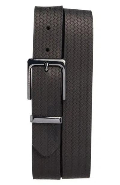 Ted Baker London Reversible Embossed Leather Belt In Black