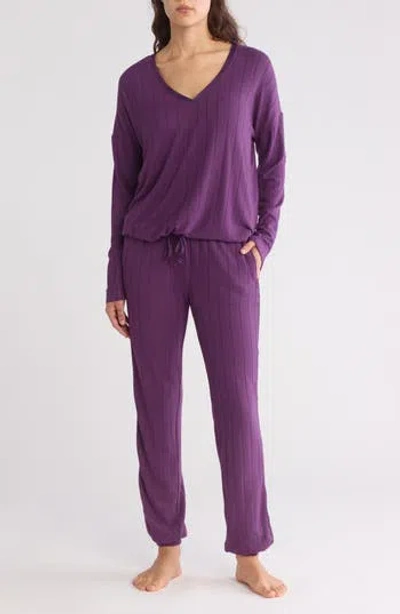 Ted Baker London Rib Knit Jogger Pajamas In Plum