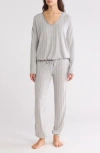 Ted Baker London Rib Knit Jogger Pajamas In Silver Heather