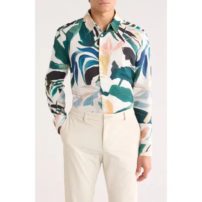 Ted Baker London Roger Cotton & Linen Blend Dress Shirt In Multi