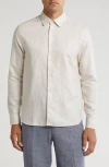Ted Baker London Romeo Regular Fit Linen & Cotton Button-up Shirt In Stone