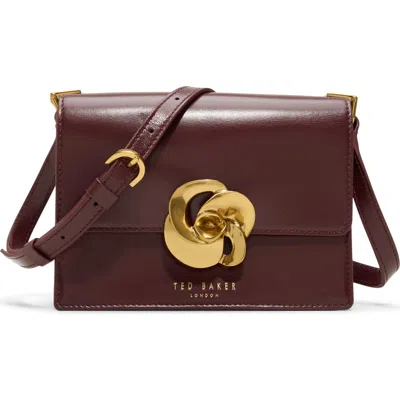 Ted Baker London Rosalie Leather Crossbody Bag In Burgundy