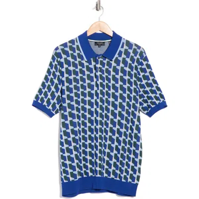 Ted Baker London Rossio Geo Zip Polo In Blue
