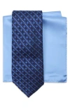 Ted Baker London Silk Blend Tie & Pocket Square Box Set In Blue