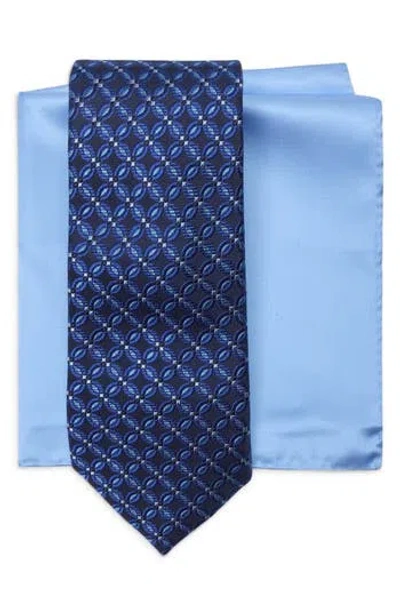 Ted Baker London Silk Blend Tie & Pocket Square Box Set In Blue