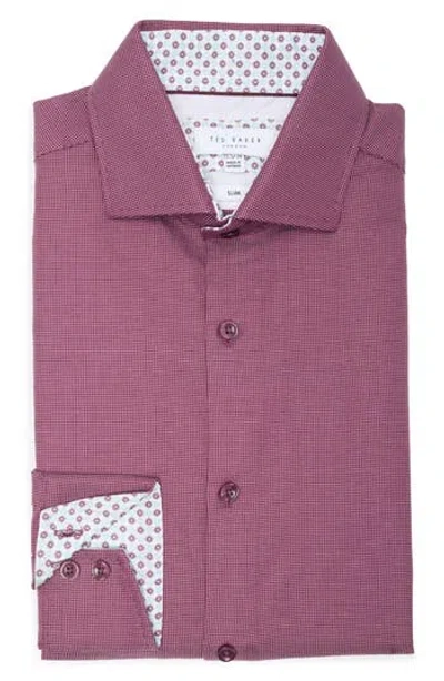 Ted Baker London Slim Fit Dress Shirt In Maroon/white