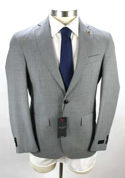 Pre-owned Ted Baker London Suit 38 S Men's Karl Slim Fit Grey Wool Soft Construction In Gray