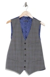 Ted Baker London Troy Slim Fit Plaid Wool Vest In Mid Grey