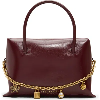 Ted Baker London Vera Charm Leather Satchel In Burgundy