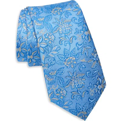 Ted Baker London York Floral Silk Satin Tie In Aqua