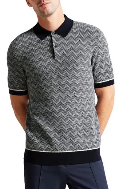 Ted Baker London Zigzag Polo In Navy