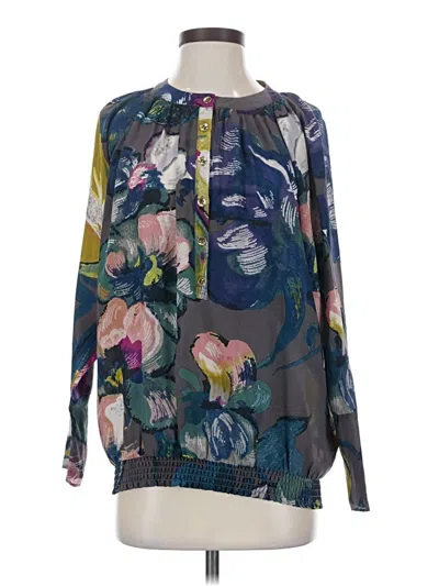 Pre-owned Ted Baker Long Sleeve Blouse In Blue