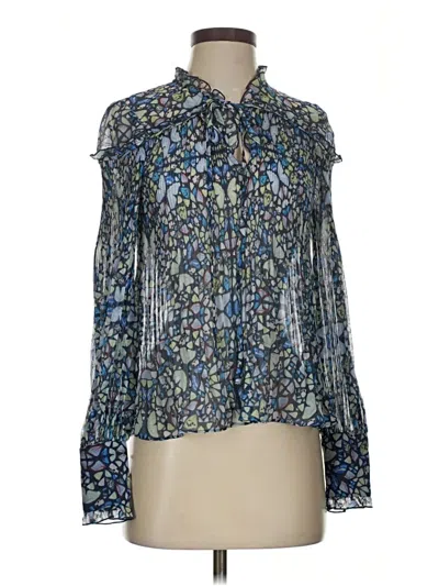 Pre-owned Ted Baker Long Sleeve Blouse In Blue