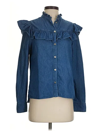 Pre-owned Ted Baker Long Sleeve Blouse In Blue