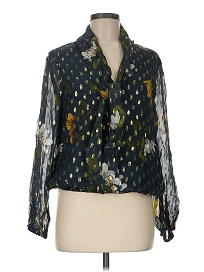 Pre-owned Ted Baker Long Sleeve Blouse In Blue