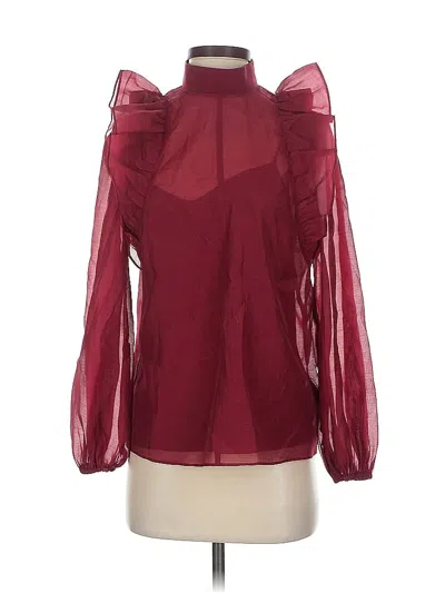 Pre-owned Ted Baker Long Sleeve Blouse In Burgundy