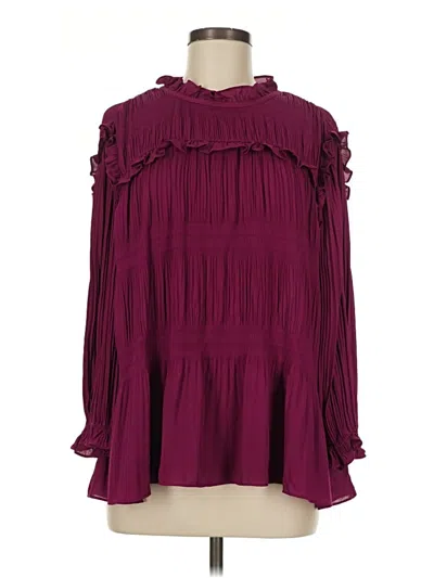Pre-owned Ted Baker Long Sleeve Blouse In Burgundy