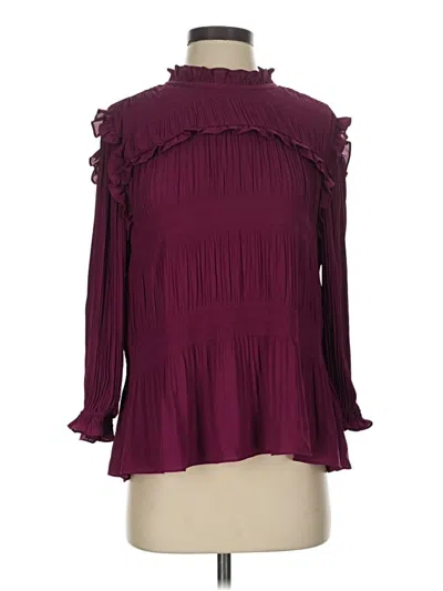 Pre-owned Ted Baker Long Sleeve Blouse In Burgundy