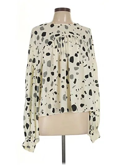 Pre-owned Ted Baker Long Sleeve Blouse In Ivory