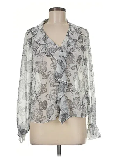 Pre-owned Ted Baker Long Sleeve Blouse In Silver