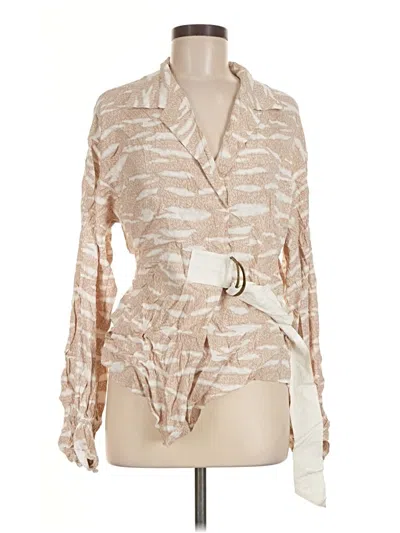 Pre-owned Ted Baker Long Sleeve Blouse In Tan