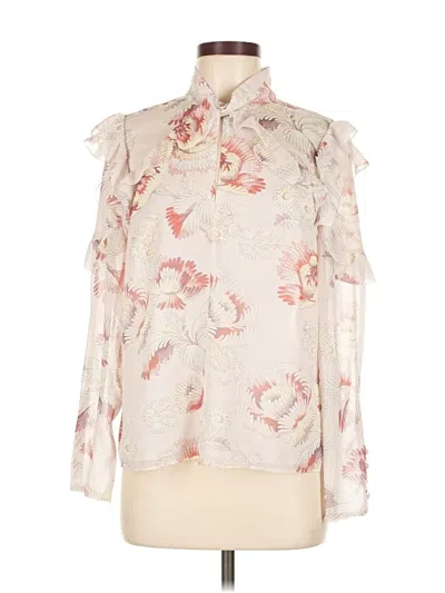 Pre-owned Ted Baker Long Sleeve Blouse In White