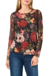 Ted Baker Long Sleeve Mesh Top In Black
