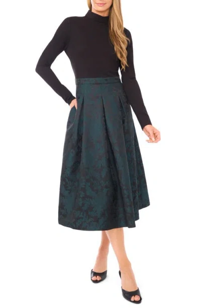 Ted Baker Long Sleeve Mixed Media Dress In Green