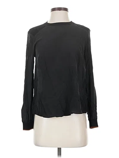 Pre-owned Ted Baker Long Sleeve Silk Top Black Mock Neckline Tops