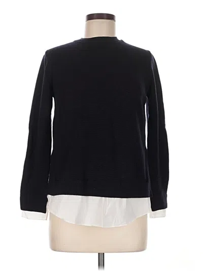 Pre-owned Ted Baker Long Sleeve Top Black Crew Neck Tops