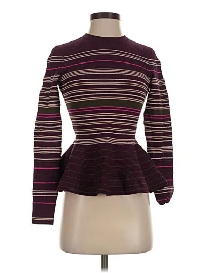 Pre-owned Ted Baker Long Sleeve Top Burgundy Turtleneck Tops