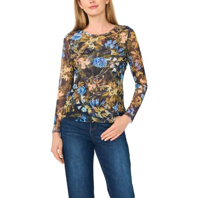 Ted Baker Long-sleeved Mesh Top In Black