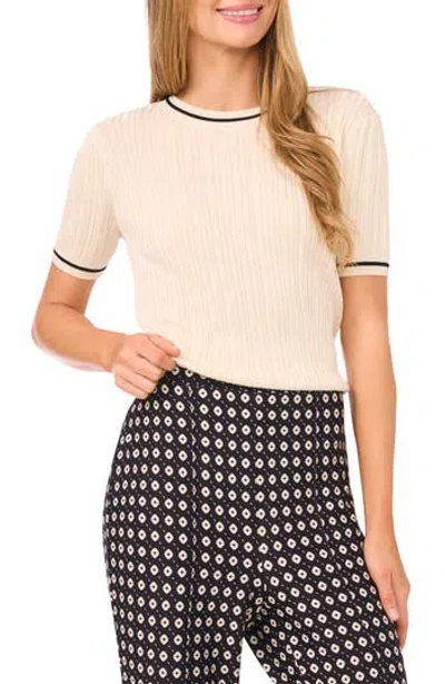 Ted Baker Lora Variegated Rib Short Sleeve Sweater In Neutral