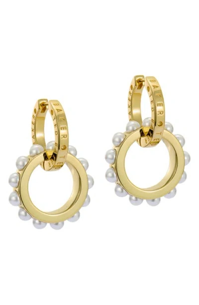 Ted Baker Lorrie Faux Pearl Double Link Drop Earrings In Burgundy