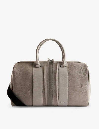 Ted Baker Lt-grey Evyday Striped Pu Leather Holdall In Black